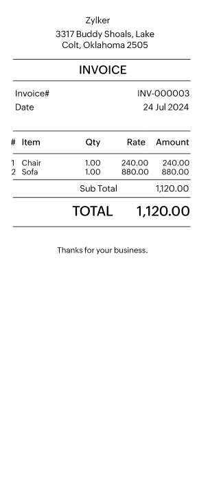 Retail invoice template
