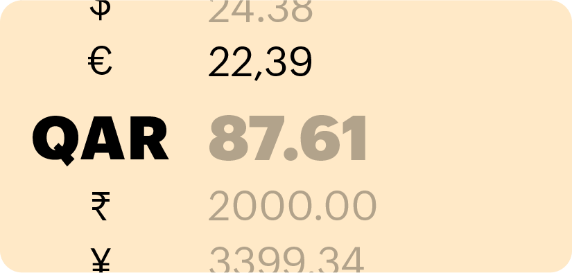 Numbers with global currency symbols highlights Zoho Books' multi-currency feature
